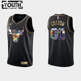 Camisetas Niños Chicago Bulls Personalizadas Nike 2021-22 Negro Golden Edition 75th Anniversary Diamond Swingman